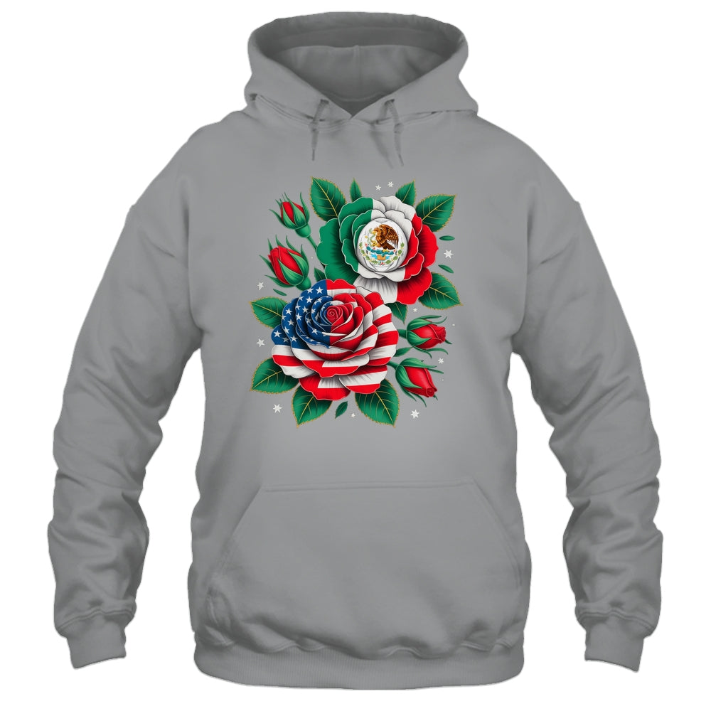 Mexico Mexican Flag USA American Flag Rose Flower Mexicana Shirt & Tank Top | siriusteestore