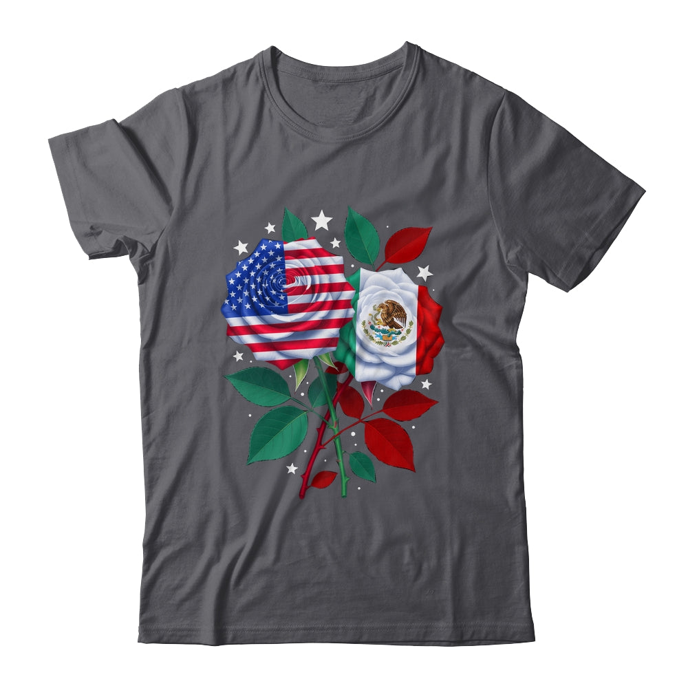 Mexico USA Flag Mexican Flag American Rose Flower Shirt & Hoodie | siriusteestore