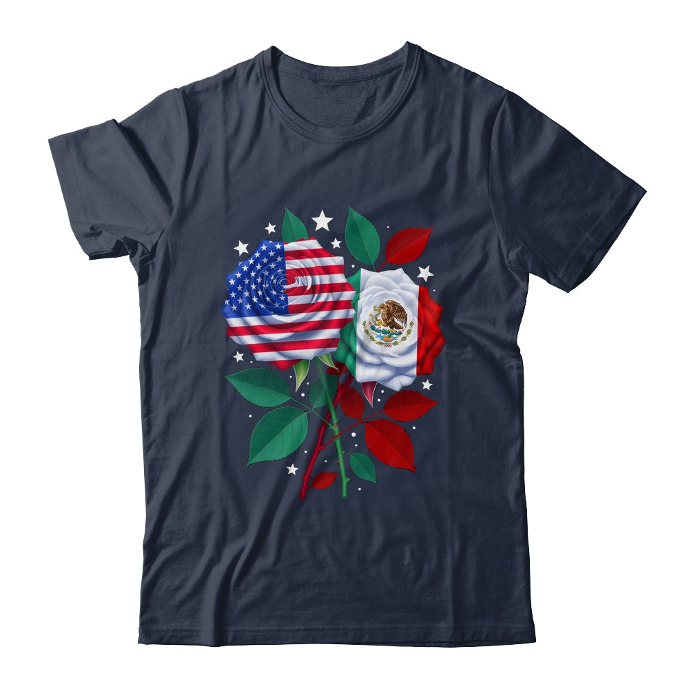 Mexico USA Flag Mexican Flag American Rose Flower Shirt & Hoodie | siriusteestore