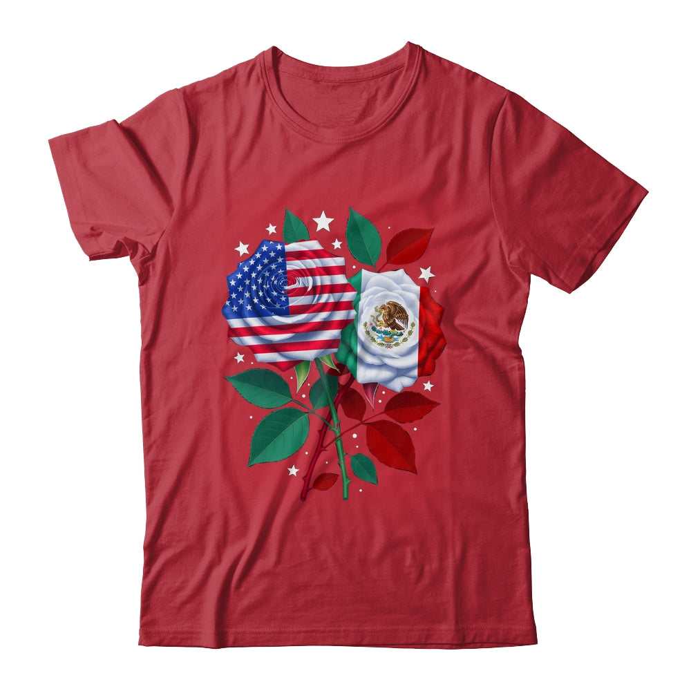 Mexico USA Flag Mexican Flag American Rose Flower Shirt & Hoodie | siriusteestore