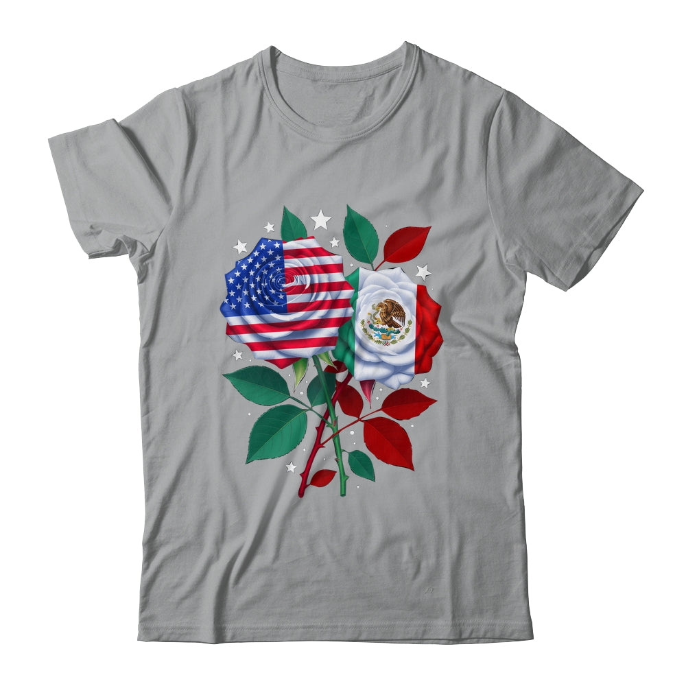 Mexico USA Flag Mexican Flag American Rose Flower Shirt & Hoodie | siriusteestore
