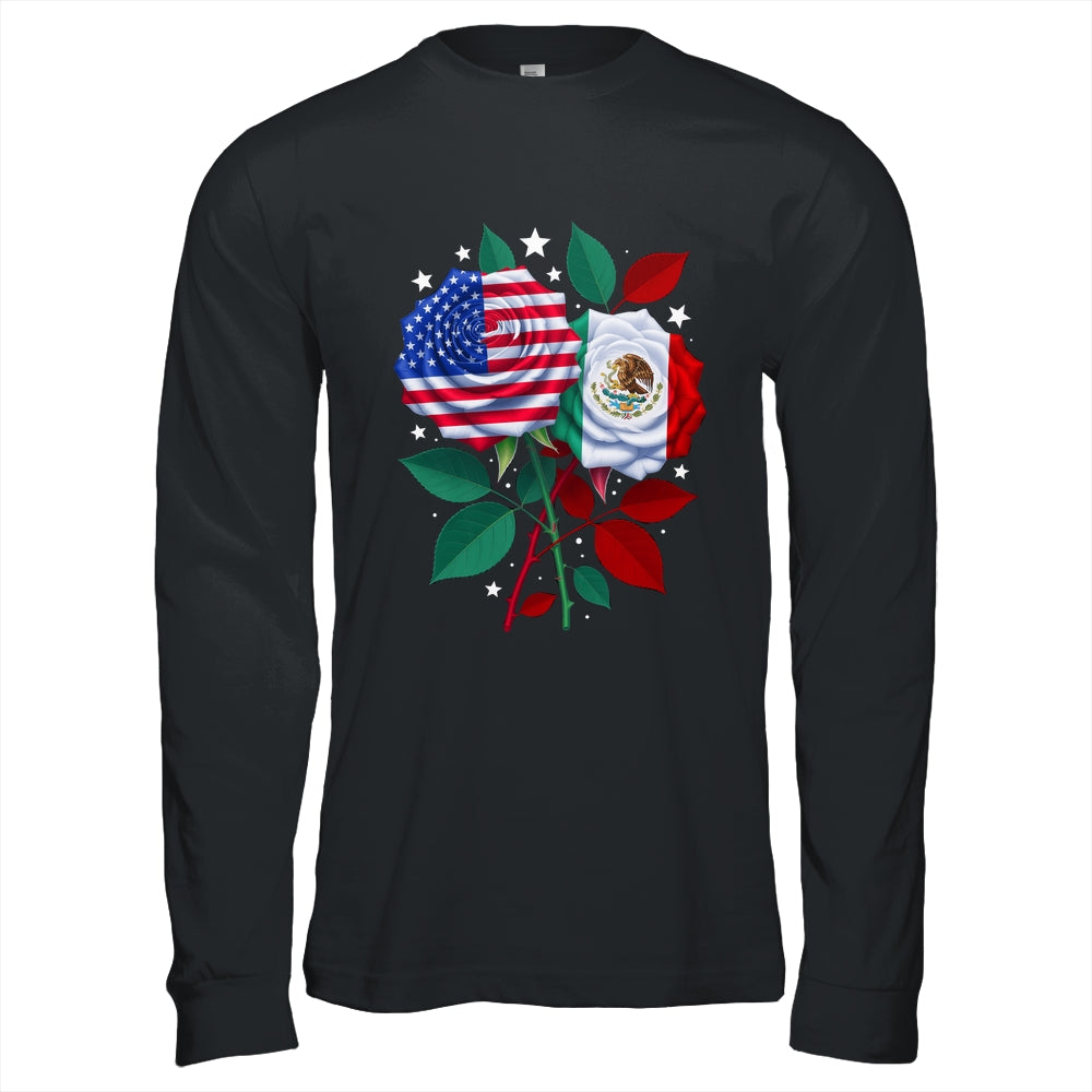Mexico USA Flag Mexican Flag American Rose Flower Shirt & Hoodie | siriusteestore