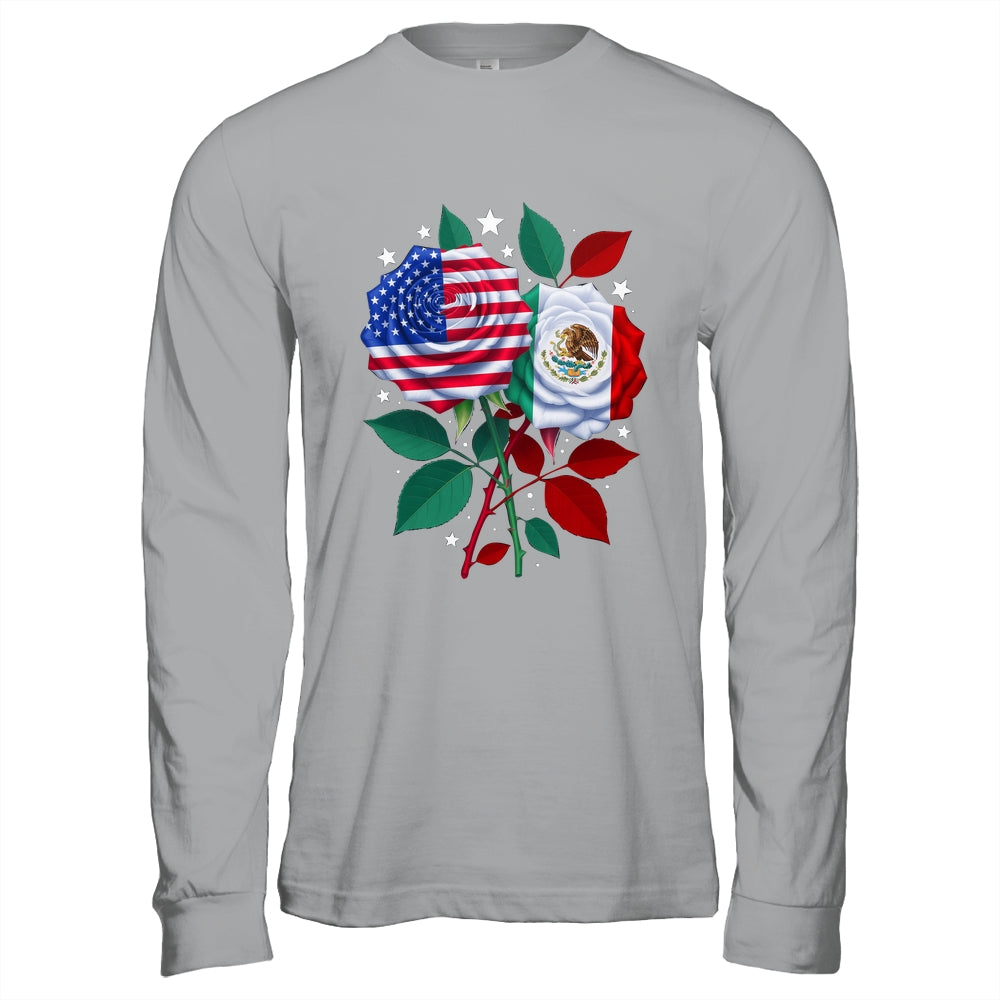 Mexico USA Flag Mexican Flag American Rose Flower Shirt & Hoodie | siriusteestore