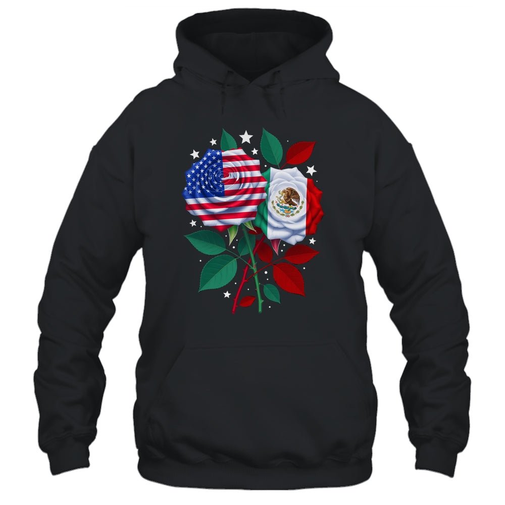 Mexico USA Flag Mexican Flag American Rose Flower Shirt & Hoodie | siriusteestore