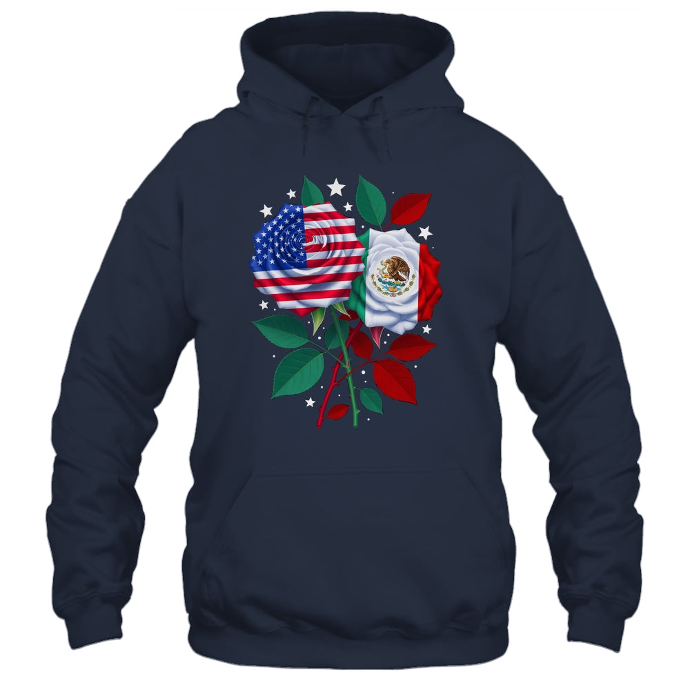 Mexico USA Flag Mexican Flag American Rose Flower Shirt & Hoodie | siriusteestore