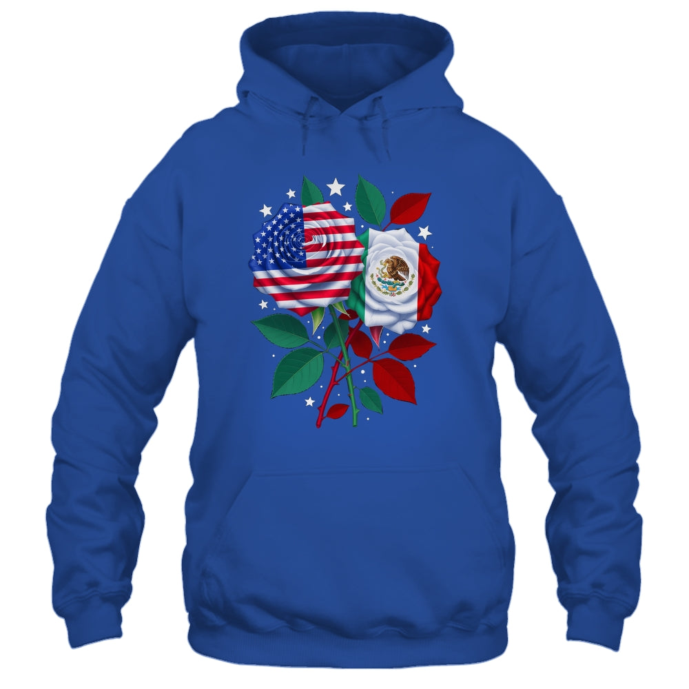 Mexico USA Flag Mexican Flag American Rose Flower Shirt & Hoodie | siriusteestore