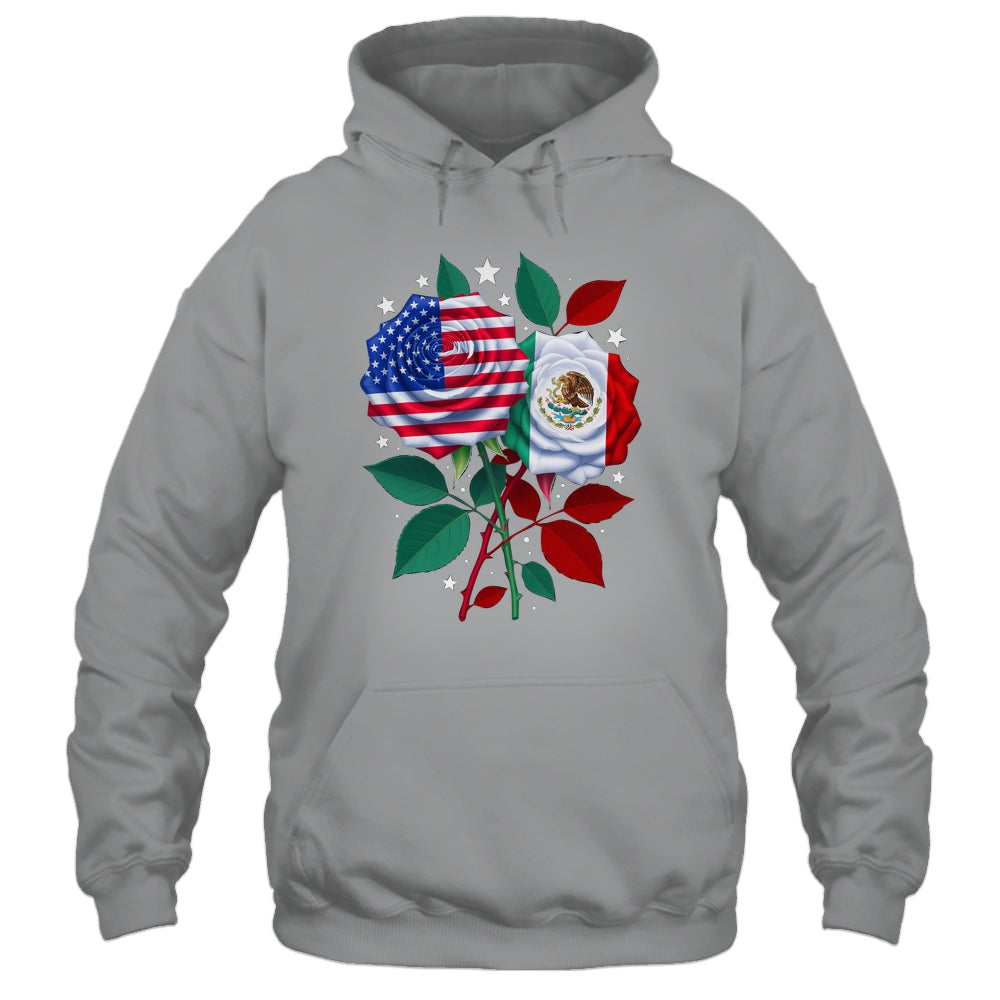 Mexico USA Flag Mexican Flag American Rose Flower Shirt & Hoodie | siriusteestore