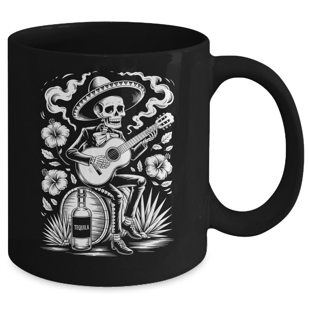 Mexico Vintage Skeleton Guitar Dia De Los Muertos Mexican Mug | siriusteestore