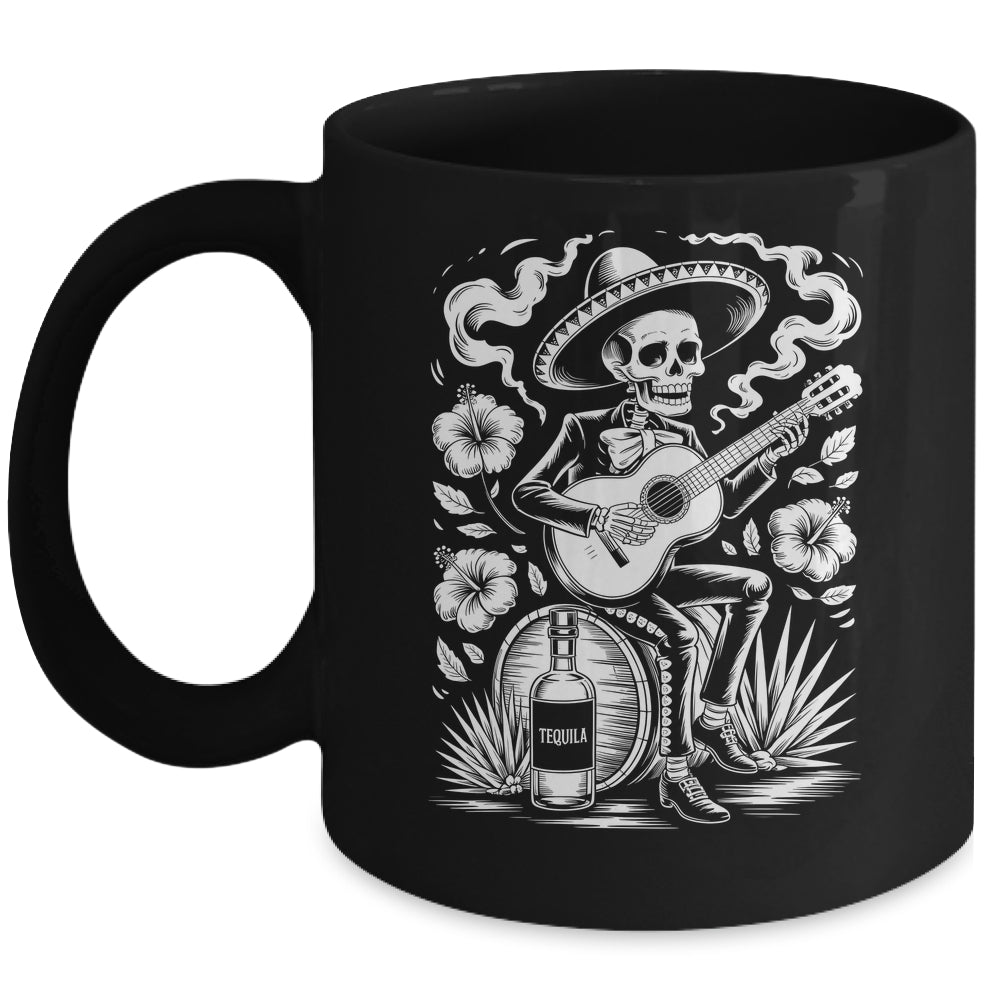Mexico Vintage Skeleton Guitar Dia De Los Muertos Mexican Mug | siriusteestore