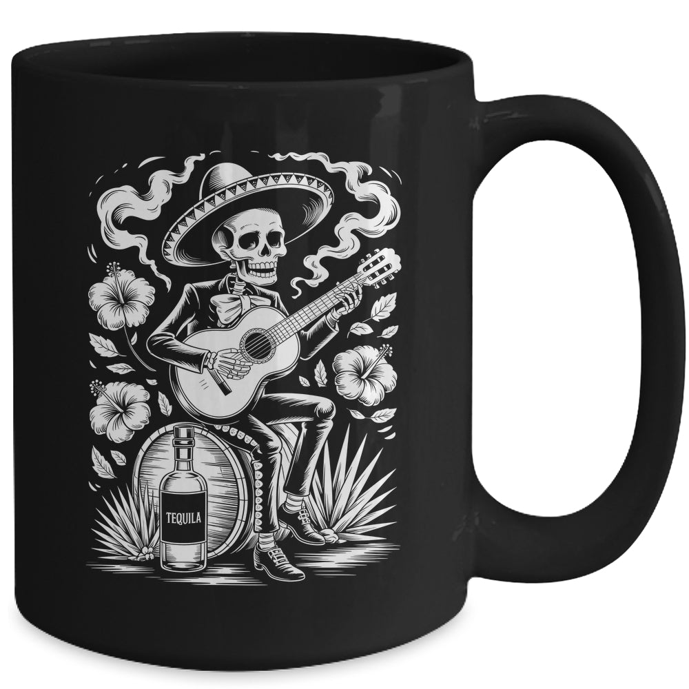 Mexico Vintage Skeleton Guitar Dia De Los Muertos Mexican Mug | siriusteestore