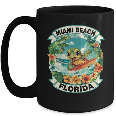 Miami Beach Florida Cute Sea Turtle Surfing Summer Vacation Mug | siriusteestore