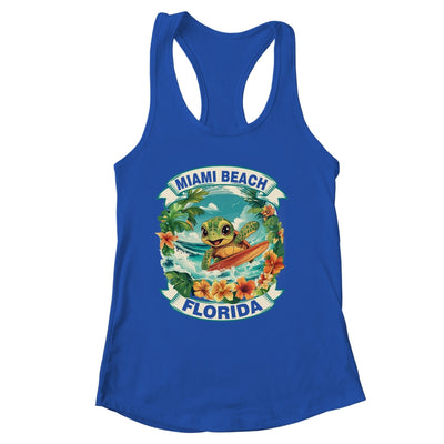 Miami Beach Florida Cute Sea Turtle Surfing Summer Vacation Shirt & Tank Top | siriusteestore