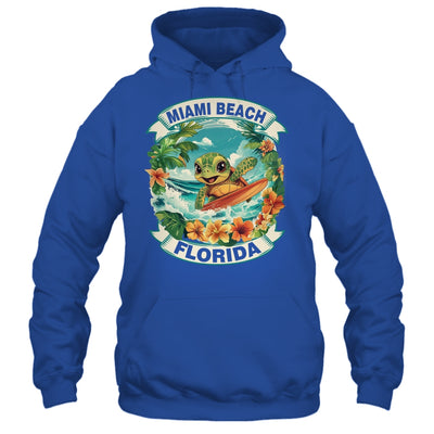 Miami Beach Florida Cute Sea Turtle Surfing Summer Vacation Shirt & Tank Top | siriusteestore