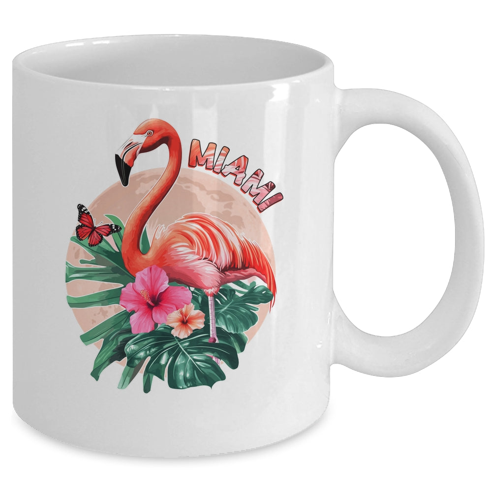 Miami Beach Florida Flamingo Sunset Flowers Miami Souvenir Mug | siriusteestore