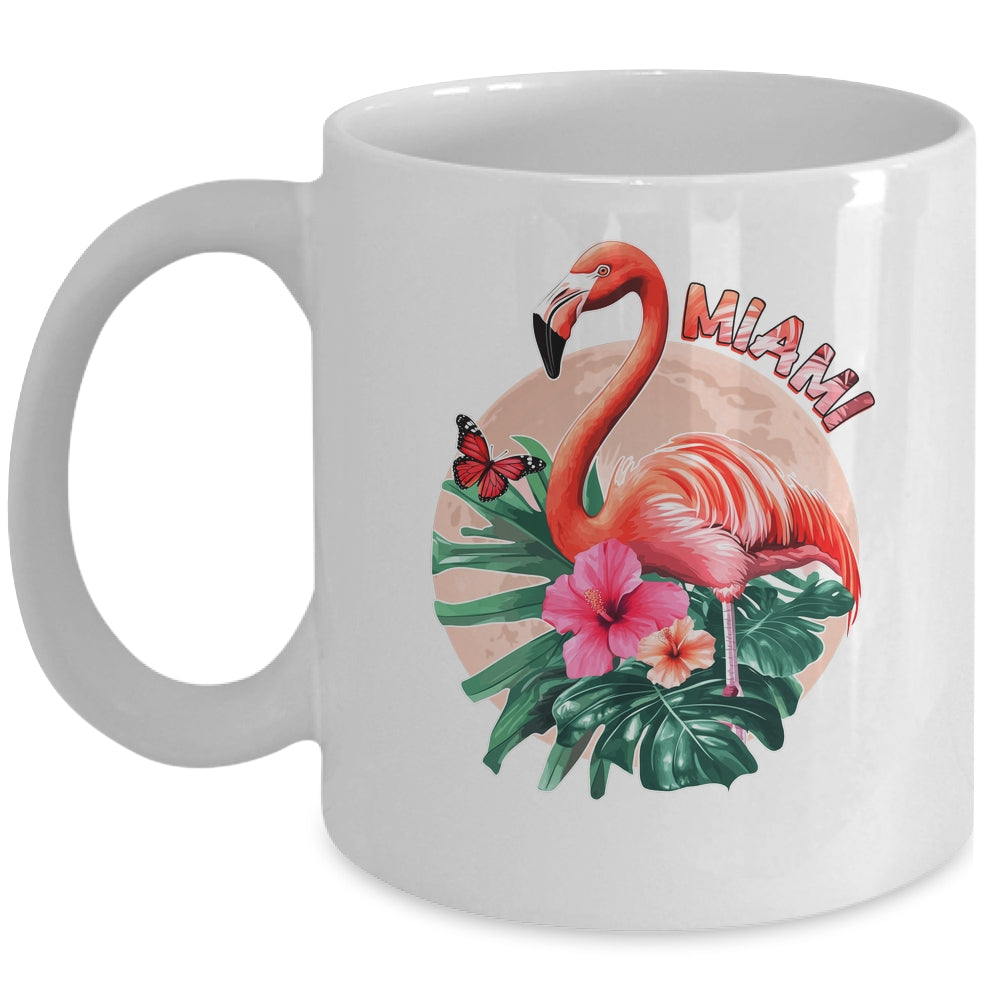 Miami Beach Florida Flamingo Sunset Flowers Miami Souvenir Mug | siriusteestore