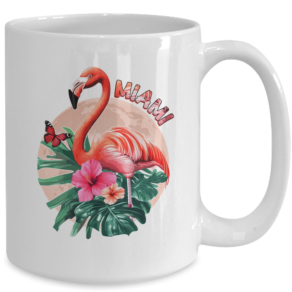 Miami Beach Florida Flamingo Sunset Flowers Miami Souvenir Mug | siriusteestore