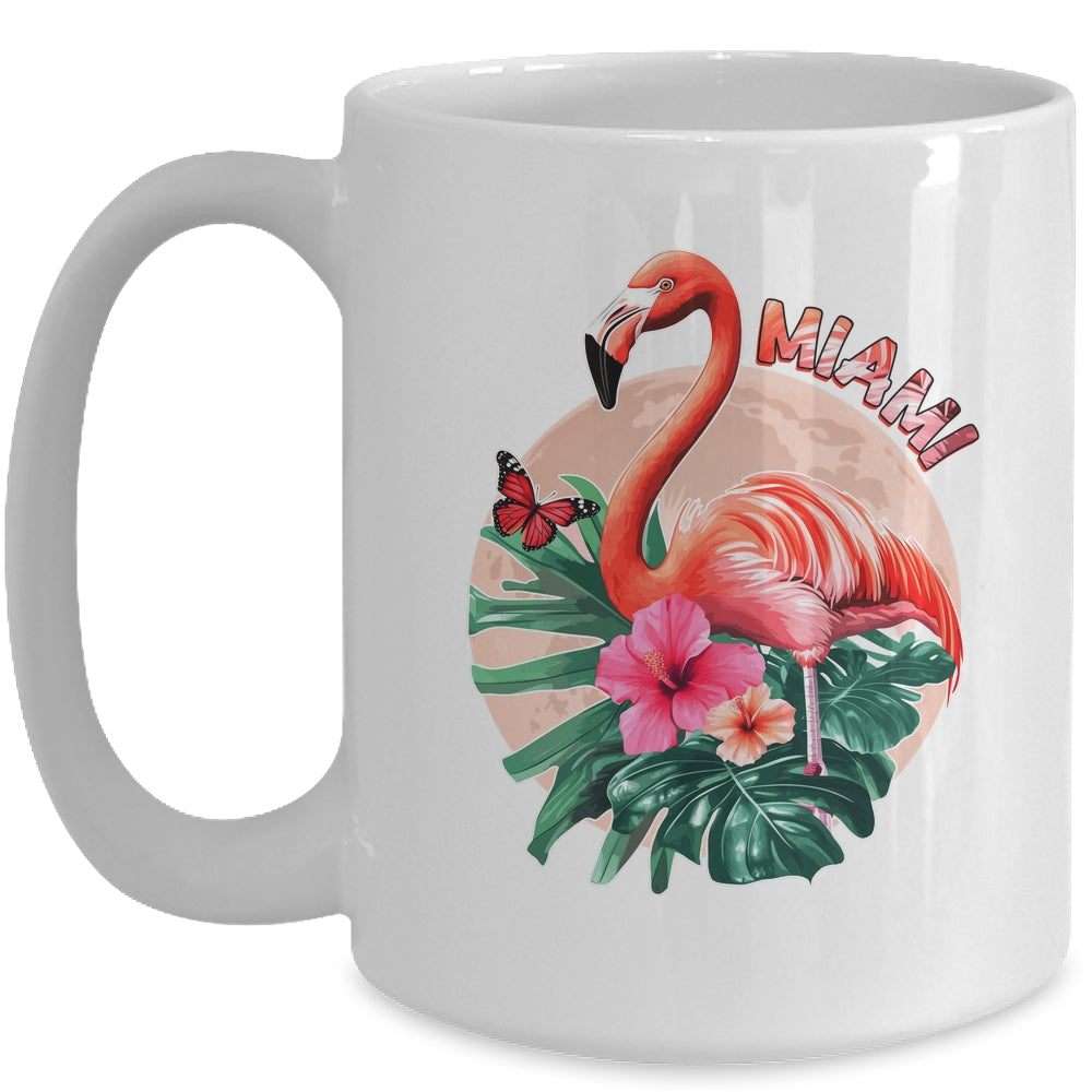 Miami Beach Florida Flamingo Sunset Flowers Miami Souvenir Mug | siriusteestore