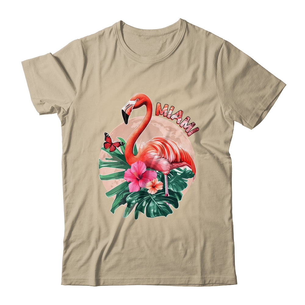 Miami Beach Florida Flamingo Sunset Flowers Miami Souvenir Shirt & Tank Top | siriusteestore