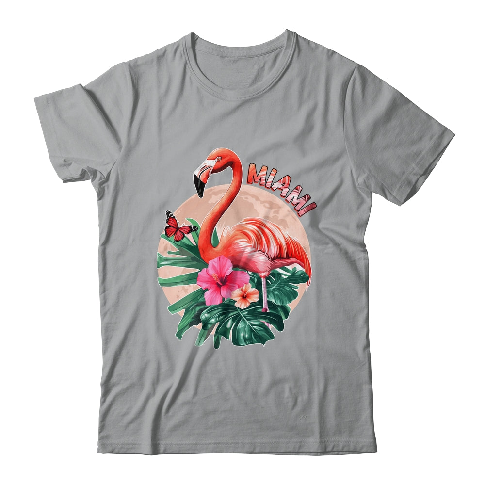 Miami Beach Florida Flamingo Sunset Flowers Miami Souvenir Shirt & Tank Top | siriusteestore