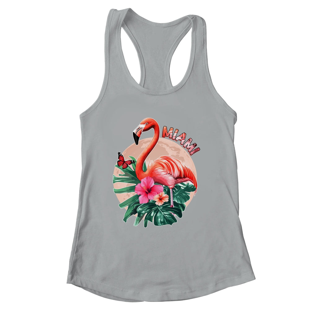 Miami Beach Florida Flamingo Sunset Flowers Miami Souvenir Shirt & Tank Top | siriusteestore
