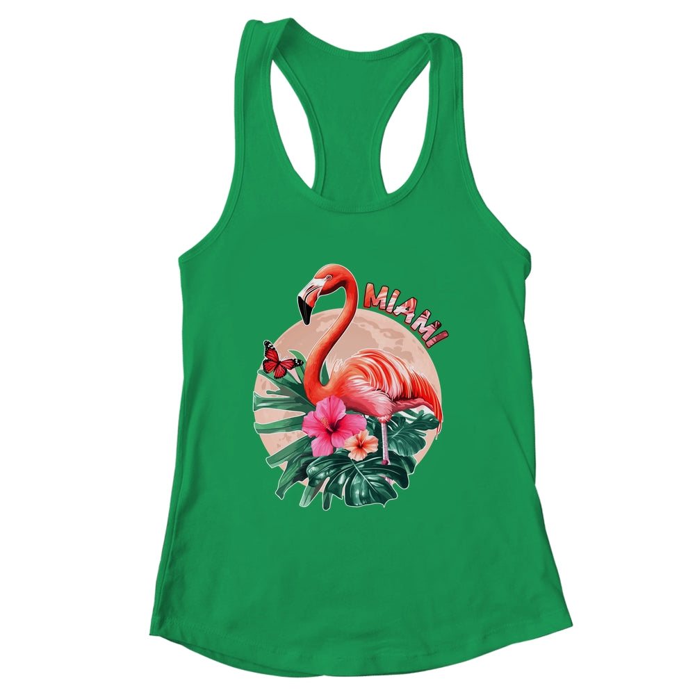 Miami Beach Florida Flamingo Sunset Flowers Miami Souvenir Shirt & Tank Top | siriusteestore