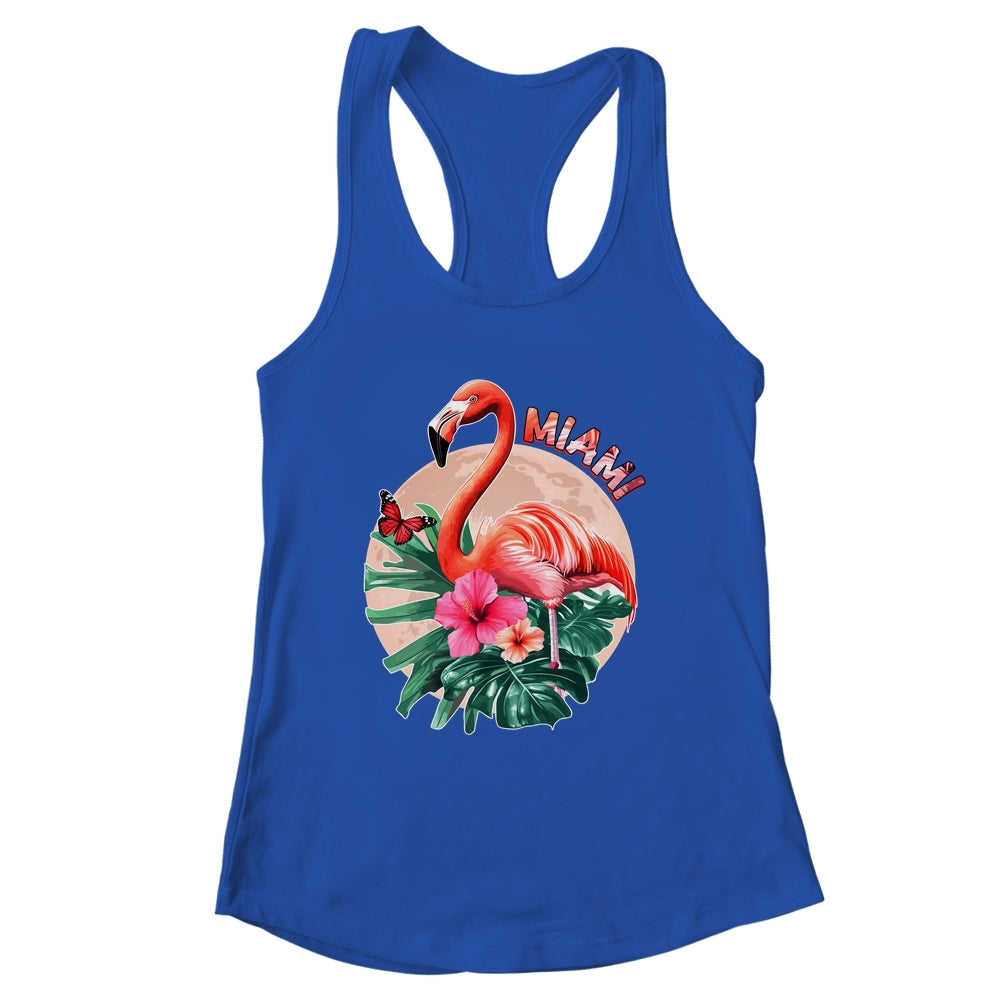 Miami Beach Florida Flamingo Sunset Flowers Miami Souvenir Shirt & Tank Top | siriusteestore