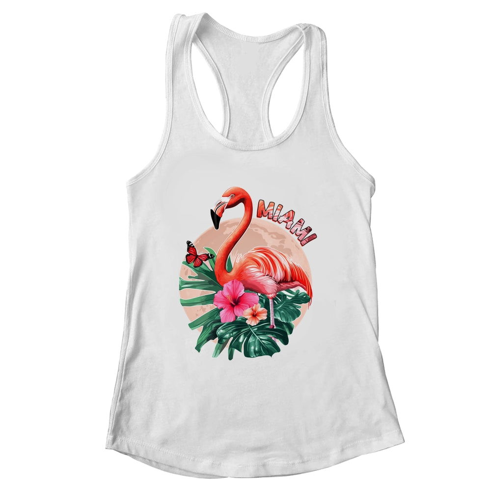 Miami Beach Florida Flamingo Sunset Flowers Miami Souvenir Shirt & Tank Top | siriusteestore