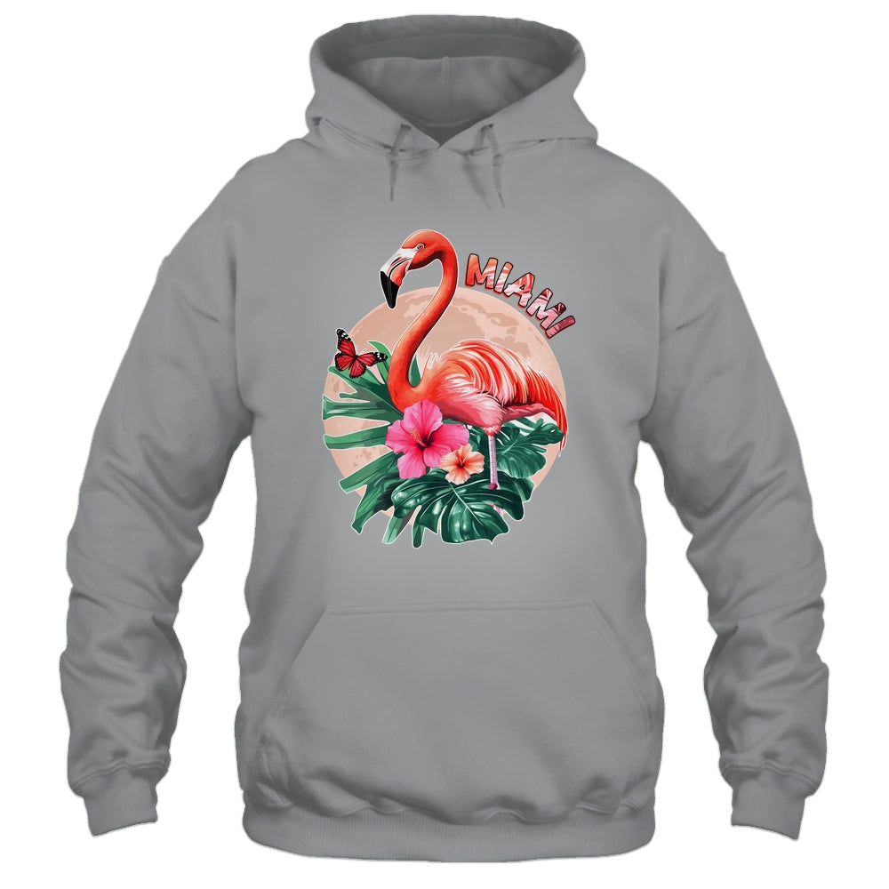 Miami Beach Florida Flamingo Sunset Flowers Miami Souvenir Shirt & Tank Top | siriusteestore