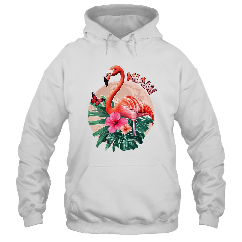 Miami Beach Florida Flamingo Sunset Flowers Miami Souvenir Shirt & Tank Top | siriusteestore