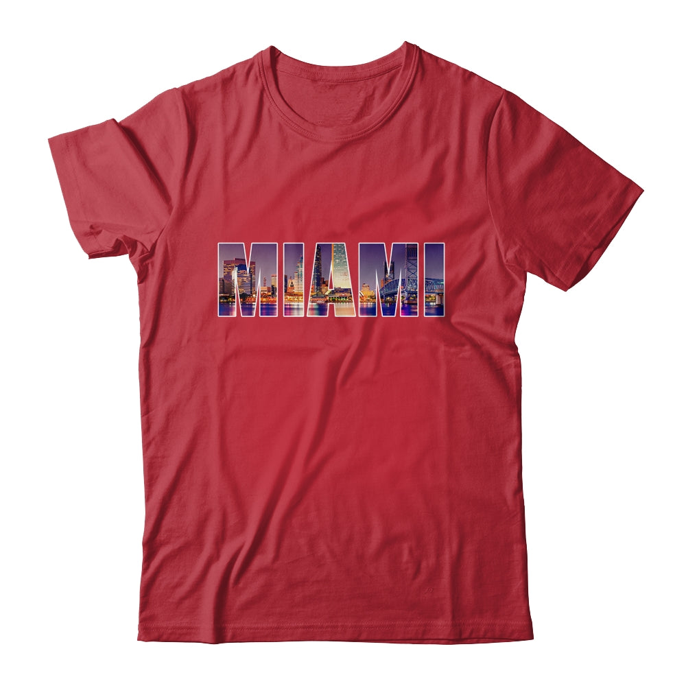Miami Beach Urban Skyline City By Night Florida USA US Shirt & Tank Top | siriusteestore