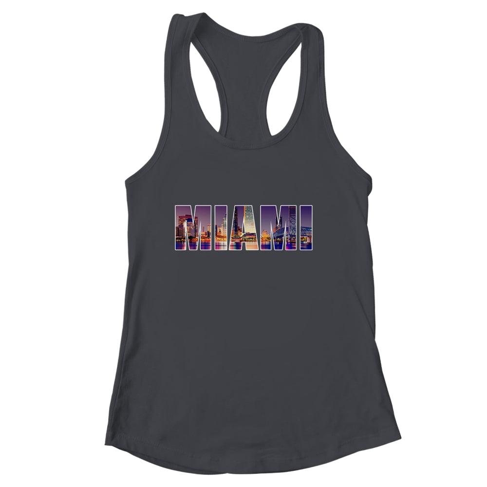 Miami Beach Urban Skyline City By Night Florida USA US Shirt & Tank Top | siriusteestore