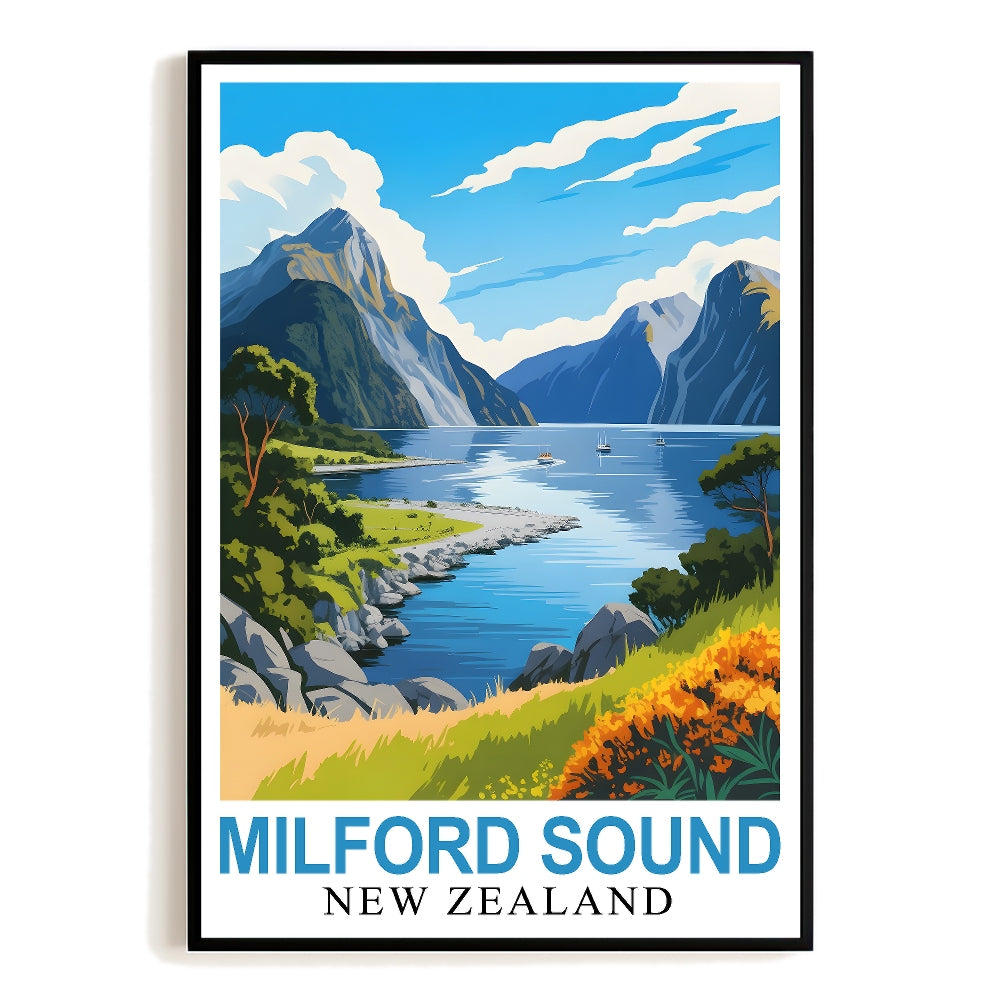 Milford Sound Vintage Style Travel Poster Beauty Of New Zealand Wall Art Painting Landscape Print Picture Ideal For Home Decor And Nature Lovers Office Decor Unframed | siriusteestore