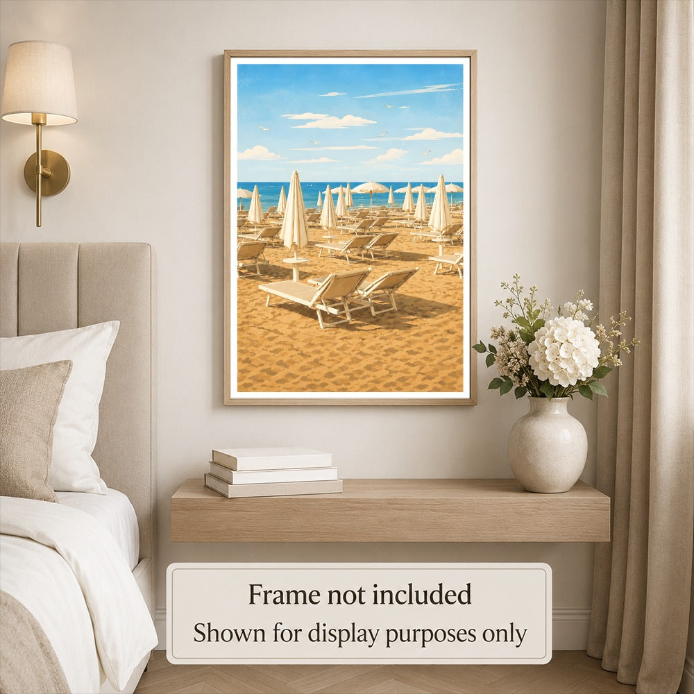 Minimalist Beach Umbrellas Wall Art Poster Coastal Ocean Landscape Print Painting Picture For Home Living Room Bedroom Office Decor Unframed | siriusteestore