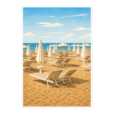 Minimalist Beach Umbrellas Wall Art Poster Coastal Ocean Landscape Print Painting Picture For Home Living Room Bedroom Office Decor Unframed | siriusteestore