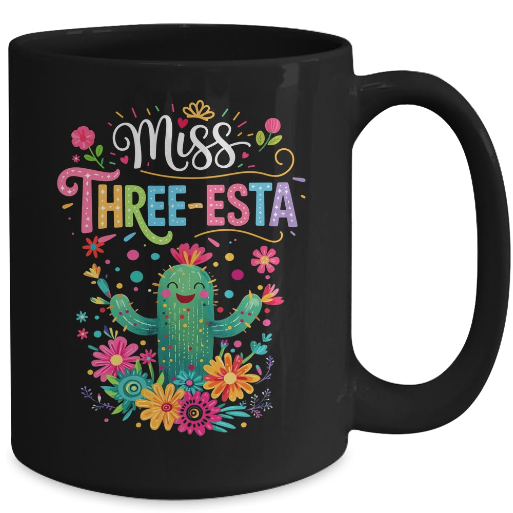 Miss Three-Esta Fiesta Cactus 3rd Birthday Party Outfit Mug | siriusteestore