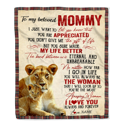 Personalized To My Mom Blanket From Daughter Son Lion You're The Most Amazing Woman I Love You Mom Mothers Day Birthday Christmas Customized Fleece Blanket