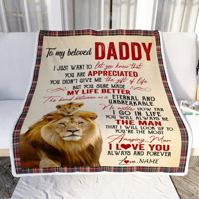 Personalized To My Dad Blanket From Daughter Son Lion You're The Most Amazing Man I Love You Dad Father's Day Birthday Christmas Customized Fleece Blanket