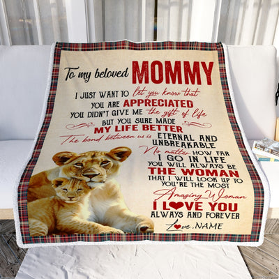 Personalized To My Mom Blanket From Daughter Son Lion You're The Most Amazing Woman I Love You Mom Mothers Day Birthday Christmas Customized Fleece Blanket