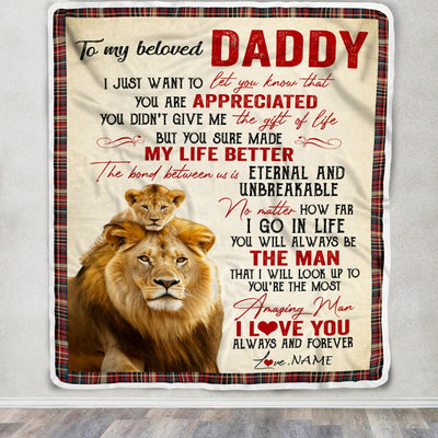 Personalized To My Dad Blanket From Daughter Son Lion You're The Most Amazing Man I Love You Dad Father's Day Birthday Christmas Customized Fleece Blanket