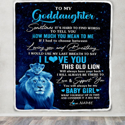 Personalized To My Goddaughter Blanket From Godfather I Love You This Old Lion Goddaughter Birthday Christmas Customized Bed Fleece Throw Blanket | siriusteestore