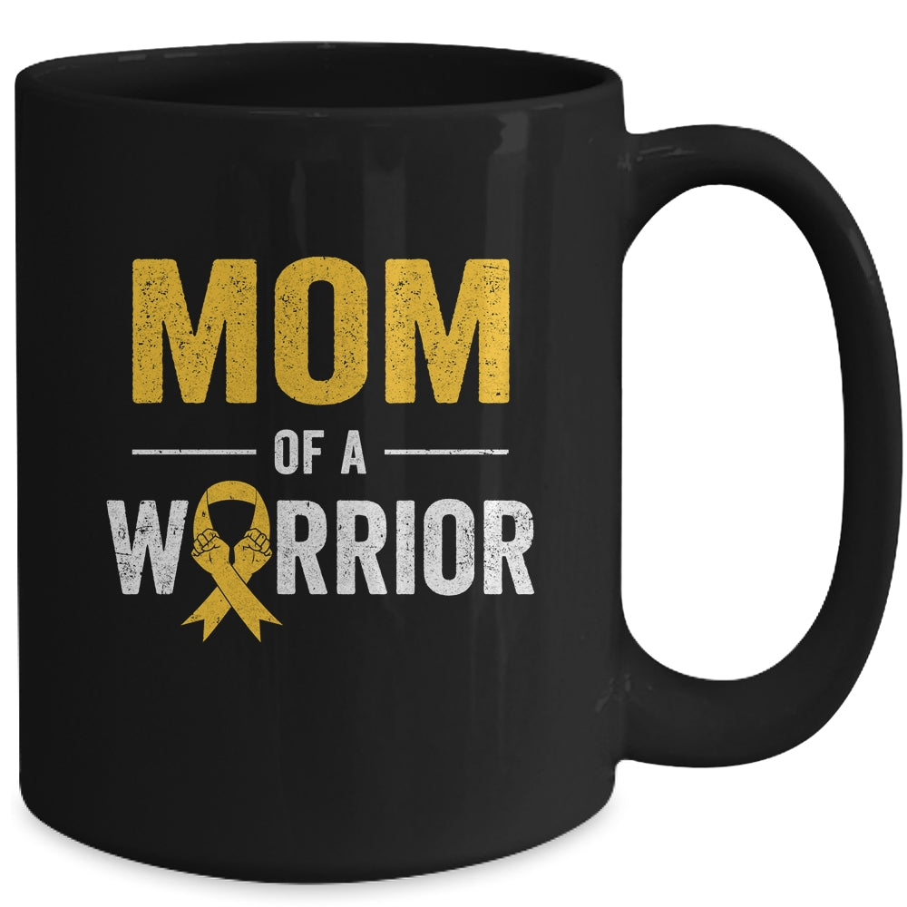 Mom Of A Warrior Childhood Cancer Awareness Family Ribbon Mug | siriusteestore