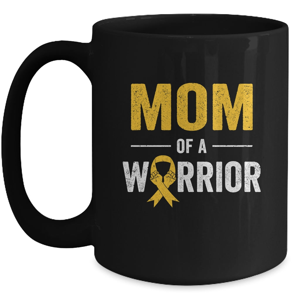 Mom Of A Warrior Childhood Cancer Awareness Family Ribbon Mug | siriusteestore