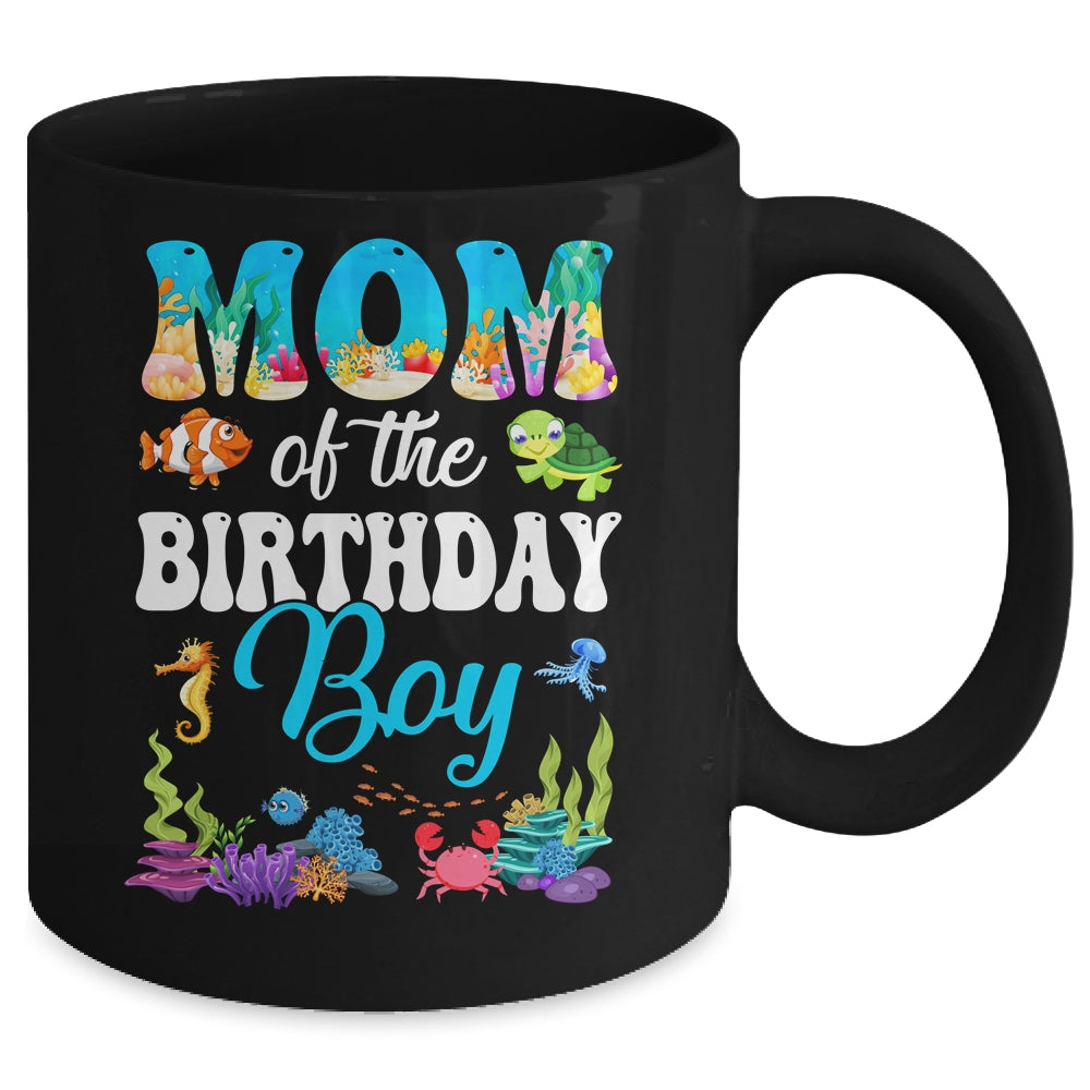 Mom Of The Birthday Boy Sea Fish Ocean Aquarium Party Mug | siriusteestore