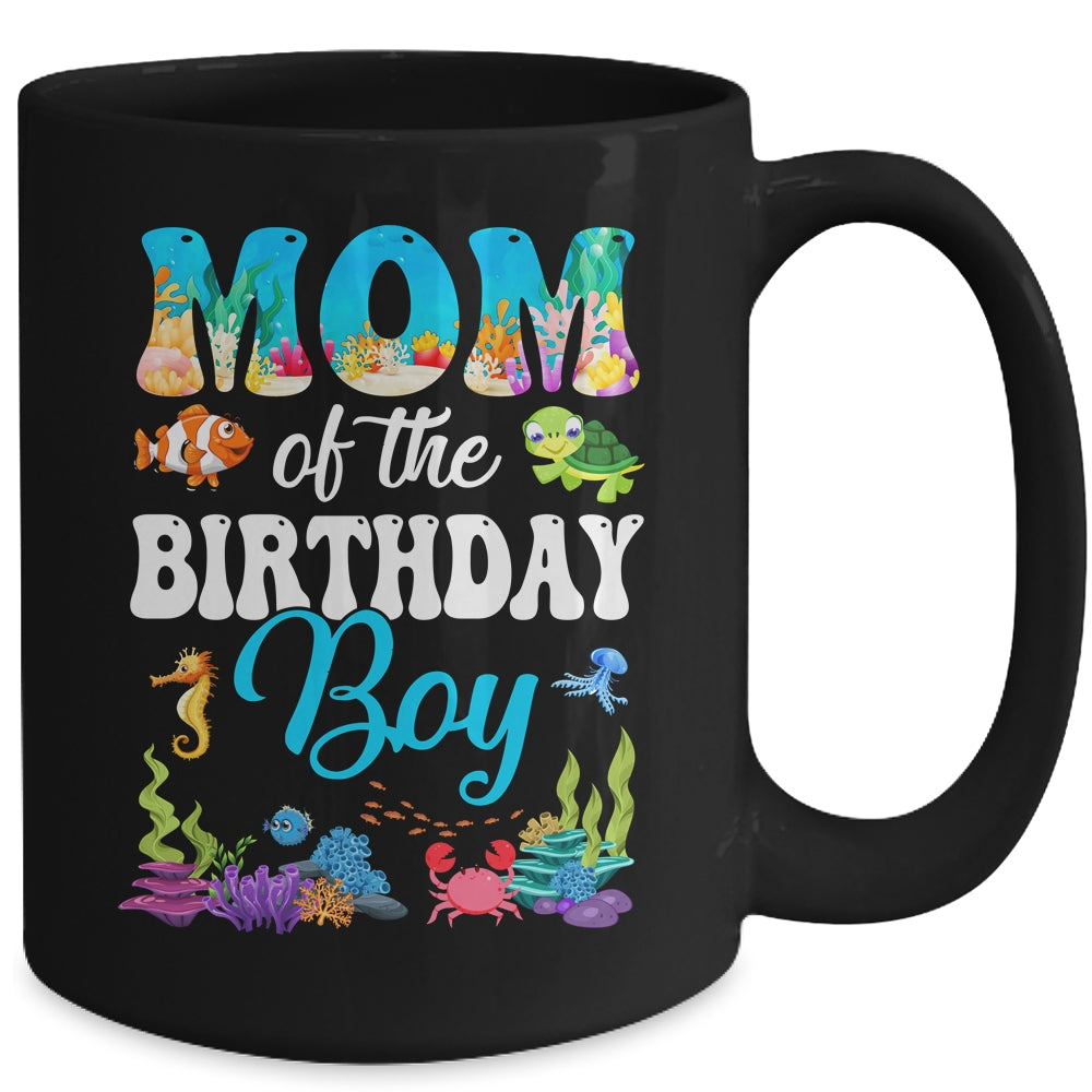 Mom Of The Birthday Boy Sea Fish Ocean Aquarium Party Mug | siriusteestore