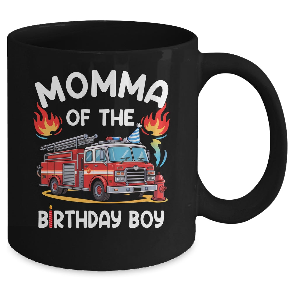 Momma Of The Birthday Boy Fire Truck Firefighter 1st Party Mug | siriusteestore
