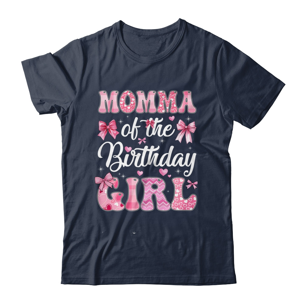 Momma Of The Birthday Girl Family Pink Coquette Bow Shirt & Hoodie | siriusteestore
