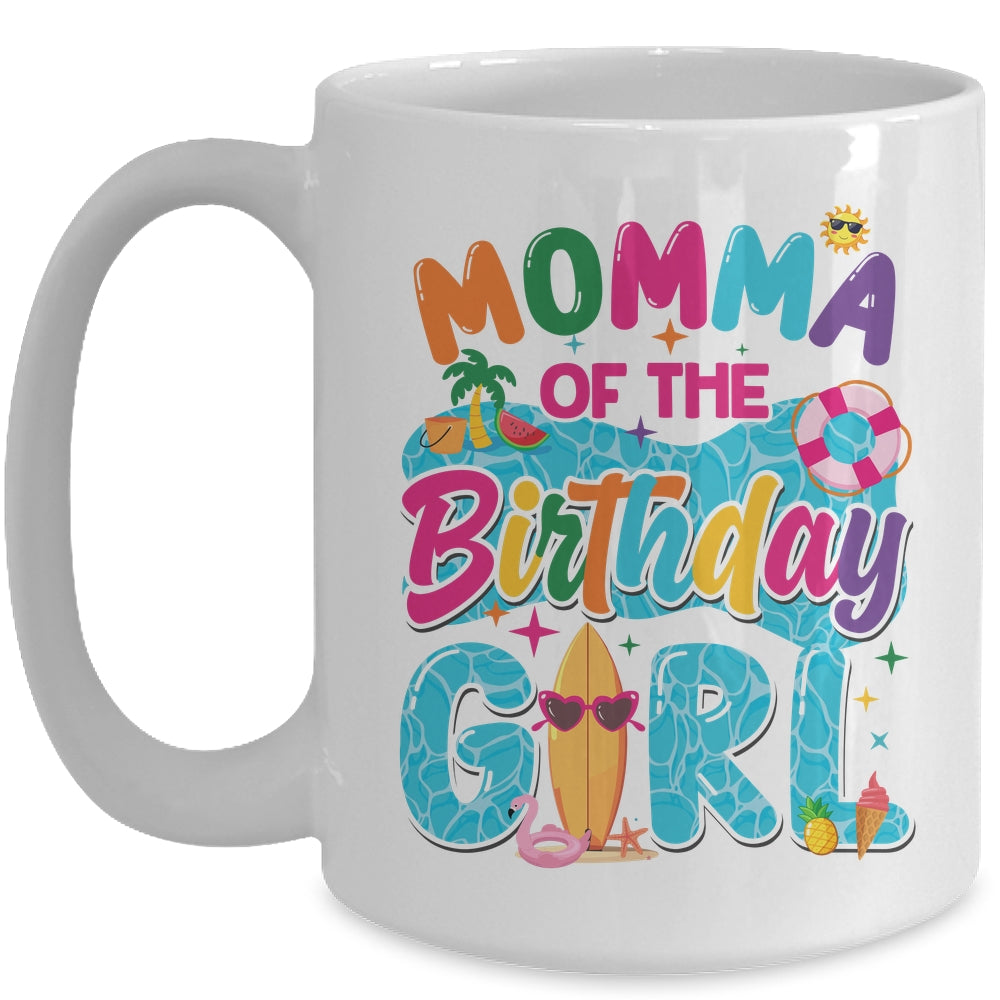 Momma Of The Birthday Girl Pool Party Beach Family Matching Mug | siriusteestore