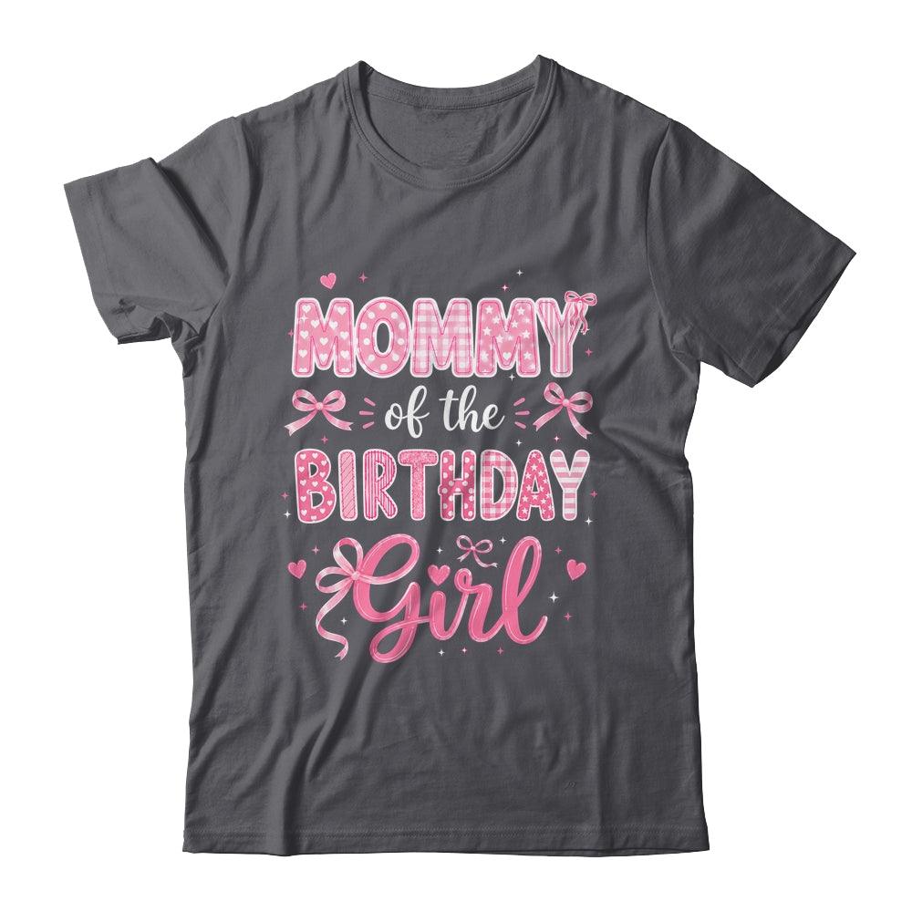 Mommy Of The Birthday Girl Matching Pink Coquette Bow Shirt & Hoodie | siriusteestore
