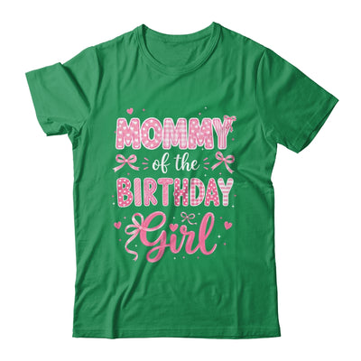Mommy Of The Birthday Girl Matching Pink Coquette Bow Shirt & Hoodie | siriusteestore