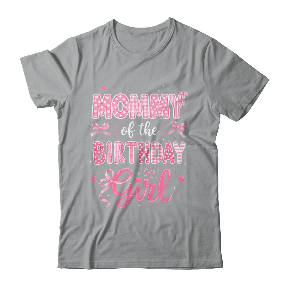 Mommy Of The Birthday Girl Matching Pink Coquette Bow Shirt & Hoodie | siriusteestore